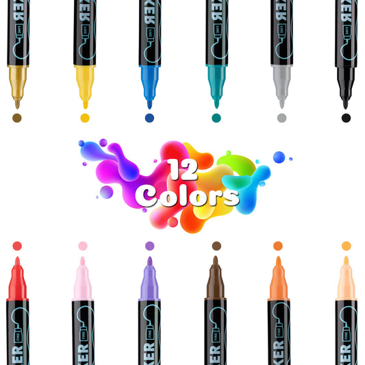 Dual-Tip Acrylic Marker Set - 1-5mm Round Tip & 1mm Fine Tip for Art and Craft Projects 60 colors V888-ELOSUNG11117