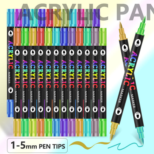36-Pack Dual-Tip Acrylic Paint Markers - 72 Vibrant Colors, Waterproof & Quick-Dry for Art Projects V888-ELOSUNG11128