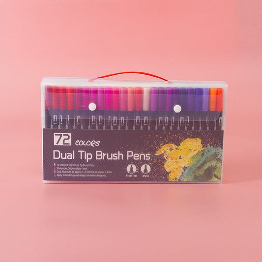 72-Color Dual-Head Brush and Fine Tip Marker Set - Vibrant Colors for Art and Craft Projects V888-ELOSUNG11133