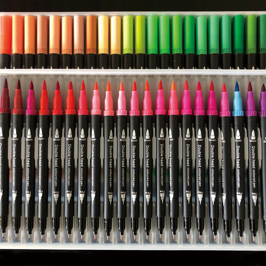72-Color Dual-Head Brush and Fine Tip Marker Set - Vibrant Colors for Art and Craft Projects V888-ELOSUNG11133