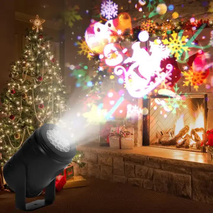 Indoor Snowstorm Projector Light - 16 Pattern Rotating LED Christmas Projection Lamp for Festive Decor V888-ELOSUNG11182