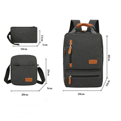 3-Piece Blue Travel Backpack Set - Stylish Multi-Functional Backpack, Shoulder Bag & Pouch for Men & Women V888-ELOSUNG11200
