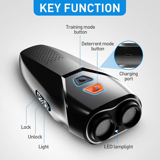 Black Handheld Ultrasonic Dog Trainer with Dual Mode | Training & Deterrent Device with LED Light V888-ELOSUNG11266