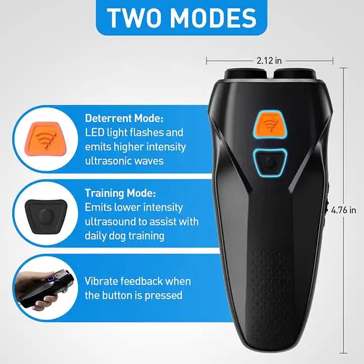 Black Handheld Ultrasonic Dog Trainer with Dual Mode | Training & Deterrent Device with LED Light V888-ELOSUNG11266