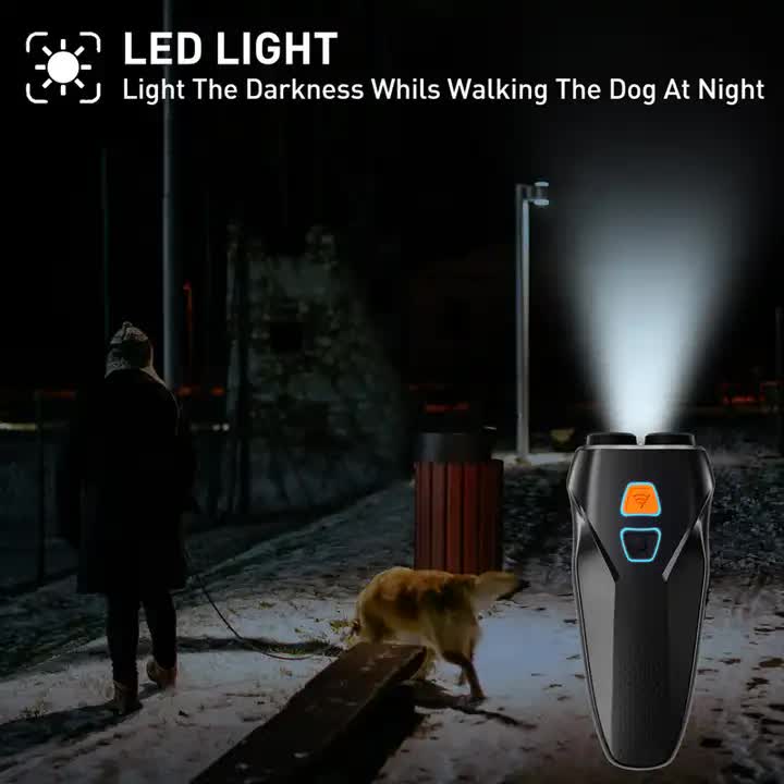Black Handheld Ultrasonic Dog Trainer with Dual Mode | Training & Deterrent Device with LED Light V888-ELOSUNG11266
