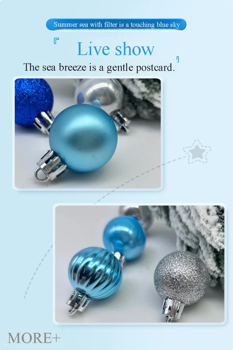 49-Piece Christmas Ornament Set - 3cm Blue, Silver Baubles for Christmas Tree Decoration V888-ELOSUNG11313
