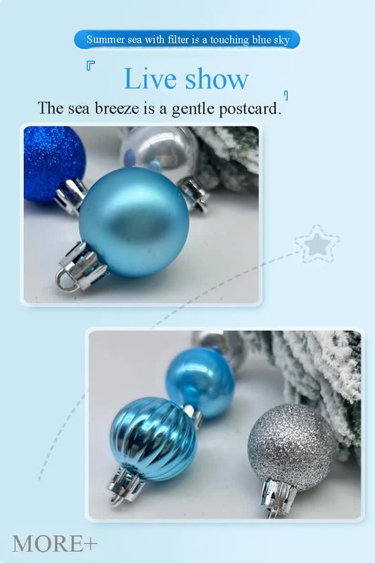 49-Piece Christmas Ornament Set - 3cm Blue, Silver Baubles for Christmas Tree Decoration V888-ELOSUNG11313