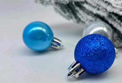49-Piece Christmas Ornament Set - 3cm Blue, Silver Baubles for Christmas Tree Decoration V888-ELOSUNG11313