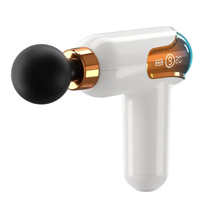 LC002 White Portable Massage Gun - Deep Tissue Muscle Massager with 4 Heads and 9 Speed Settings V888-ELOSUNG11331