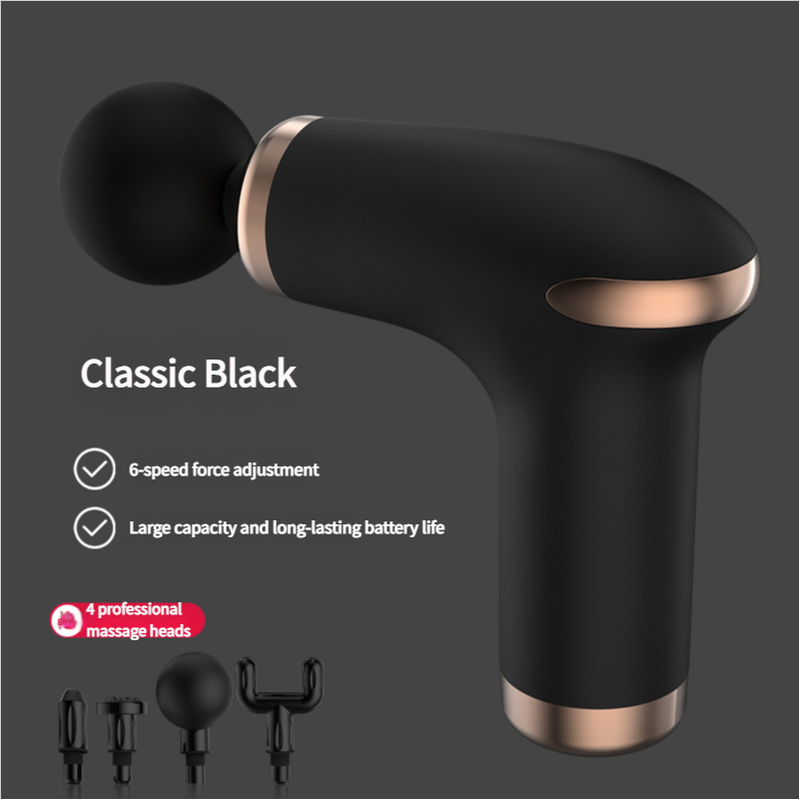 Classic Black Massage Gun - 6-Speed Deep Tissue Massager with 4 Professional Massage Heads V888-ELOSUNG11334