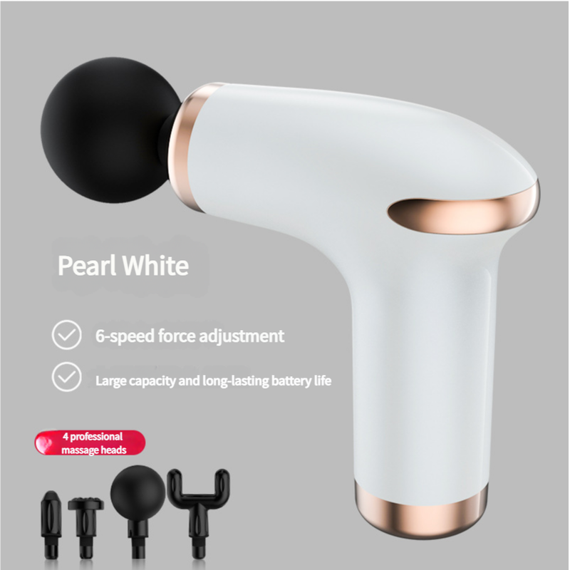 Classic White Massage Gun - 6-Speed Deep Tissue Massager with 4 Professional Massage Heads V888-ELOSUNG11337