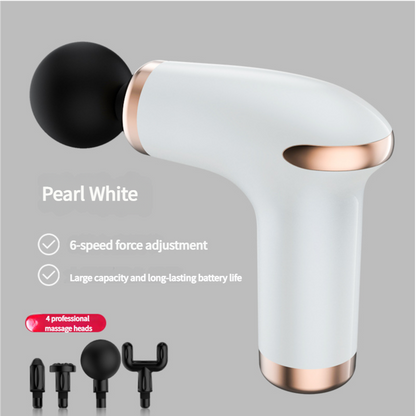 Classic White Massage Gun - 6-Speed Deep Tissue Massager with 4 Professional Massage Heads V888-ELOSUNG11337