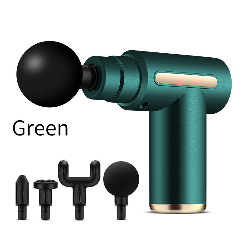 Compact Green Massage Gun - Deep Tissue Muscle Massager with 4 Interchangeable Heads V888-ELOSUNG11341