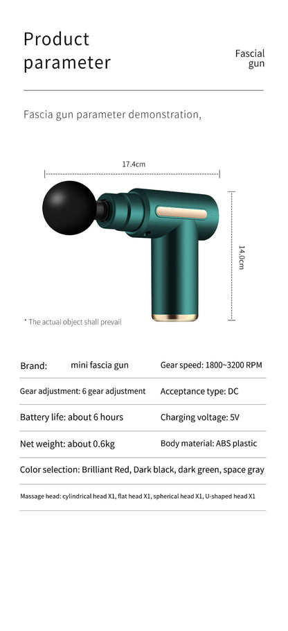 Compact Red Massage Gun - Deep Tissue Muscle Massager with 4 Interchangeable Heads V888-ELOSUNG11342