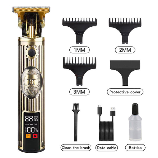 Professional Vintage Beard Design Hair Trimmer - Digital Display Cordless Trimmer with Adjustable Guards and V888-ELOSUNG11356