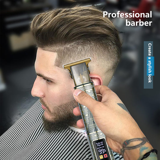 Professional Vintage Beard Design Hair Trimmer - Digital Display Cordless Trimmer with Adjustable Guards and V888-ELOSUNG11356