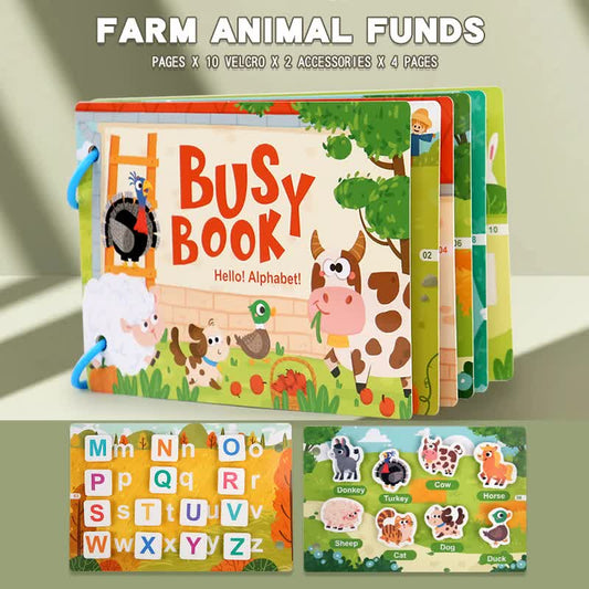 Themed Busy Book Set - Educational Activity Books for Preschool Learning (Farm, Vehicles, Dinosaurs, Ocean, V888-ELOSUNG11379
