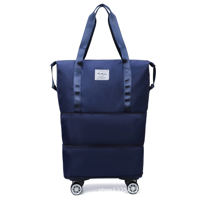 Dark Blue Large Capacity Foldable Travel Bags with Wheels - Lightweight Waterproof Duffel Totes V888-ELOSUNG11533