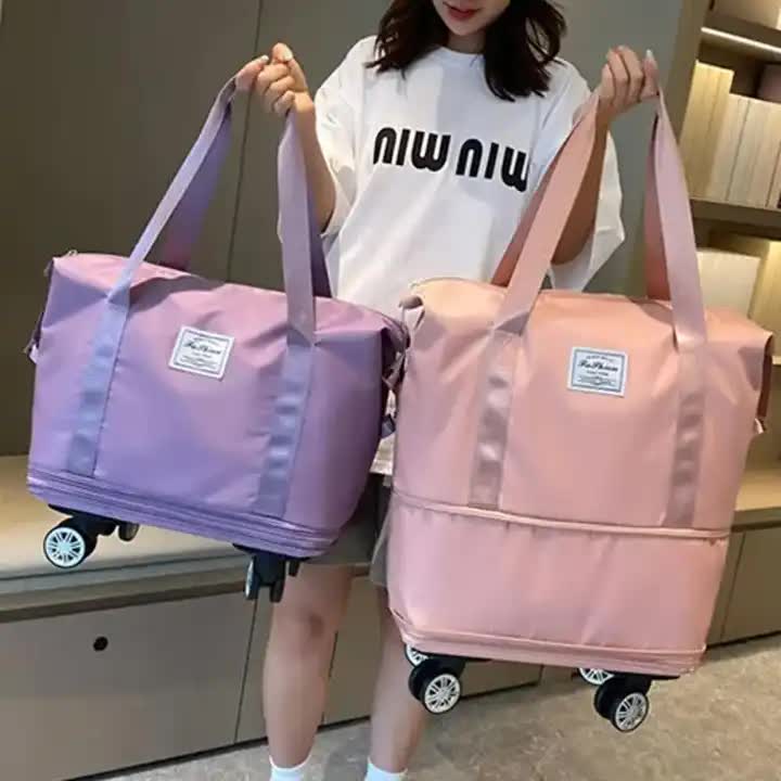 Purple Large Capacity Foldable Travel Bags with Wheels - Lightweight Waterproof Duffel Totes V888-ELOSUNG11534