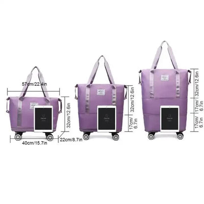 Purple Large Capacity Foldable Travel Bags with Wheels - Lightweight Waterproof Duffel Totes V888-ELOSUNG11534