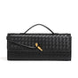 Black Luxury Woven PU Leather Clutch - Elegant Women's Evening Baguette Bag with Adjustable Shoulder Strap V888-ELOSUNG11555