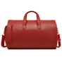 Red PU Leather Travel Duffel Bag - Large Capacity Waterproof Suit Bag with Shoe Compartment V888-ELOSUNG11570