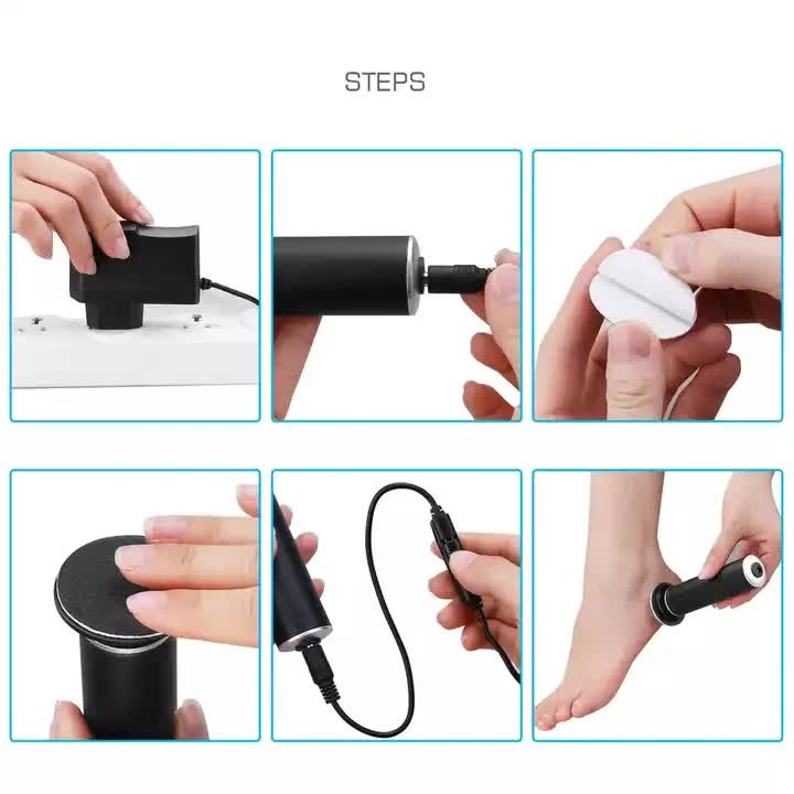 Gray Electric Foot Callus Remover - Portable Pedicure Tool for Smooth Feet V888-ELOSUNG11610