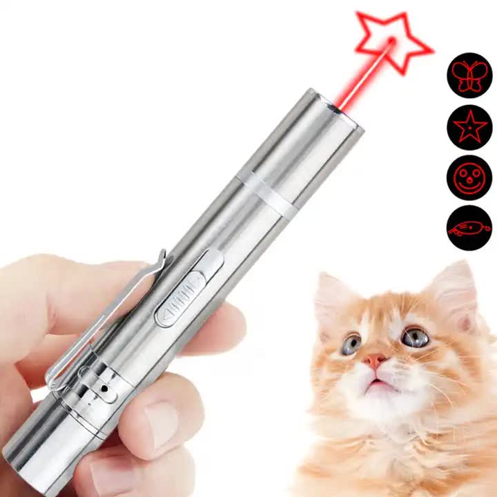 2PCS USB Rechargeable Multifunctional Laser Pointer for Cats - Interactive Toy with Star and Butterfly V888-ELOSUNG11625