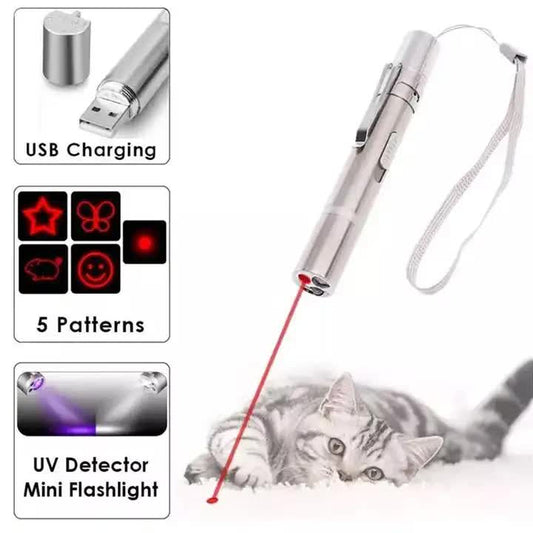 2PCS USB Rechargeable Multifunctional Laser Pointer for Cats - Interactive Toy with Star and Butterfly V888-ELOSUNG11625