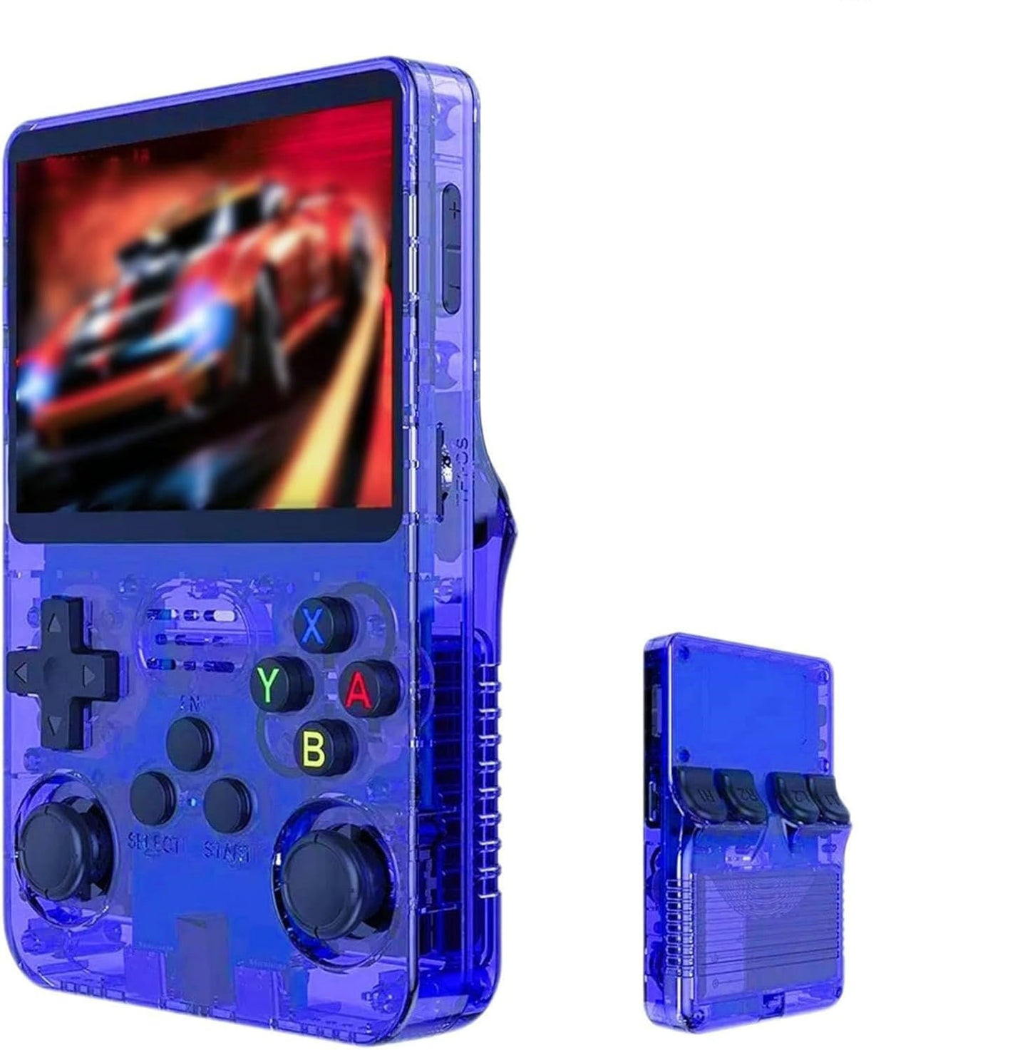 Blue Retro Portable Gaming Console with 128GB, 1 Memory Card - 3D Games, HD Display, and Dual Joysticks V888-ELOSUNG11649