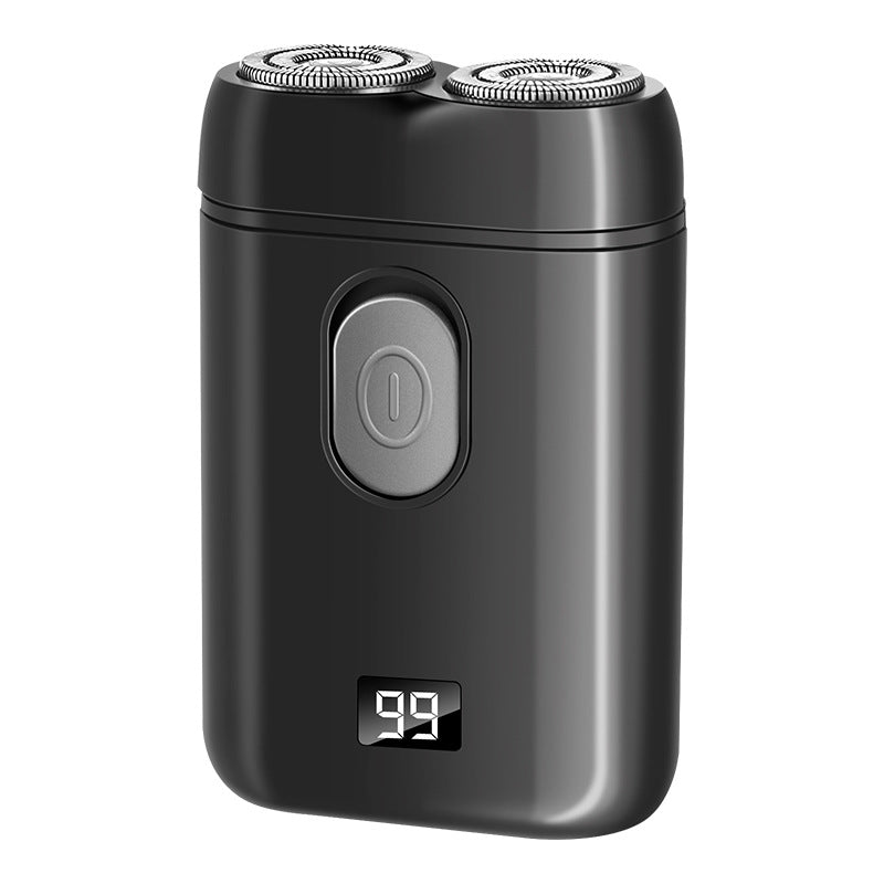 Black Portable Electric Shaver - Dual Blade, USB Rechargeable, LED Display for Battery Life V888-ELOSUNG11687