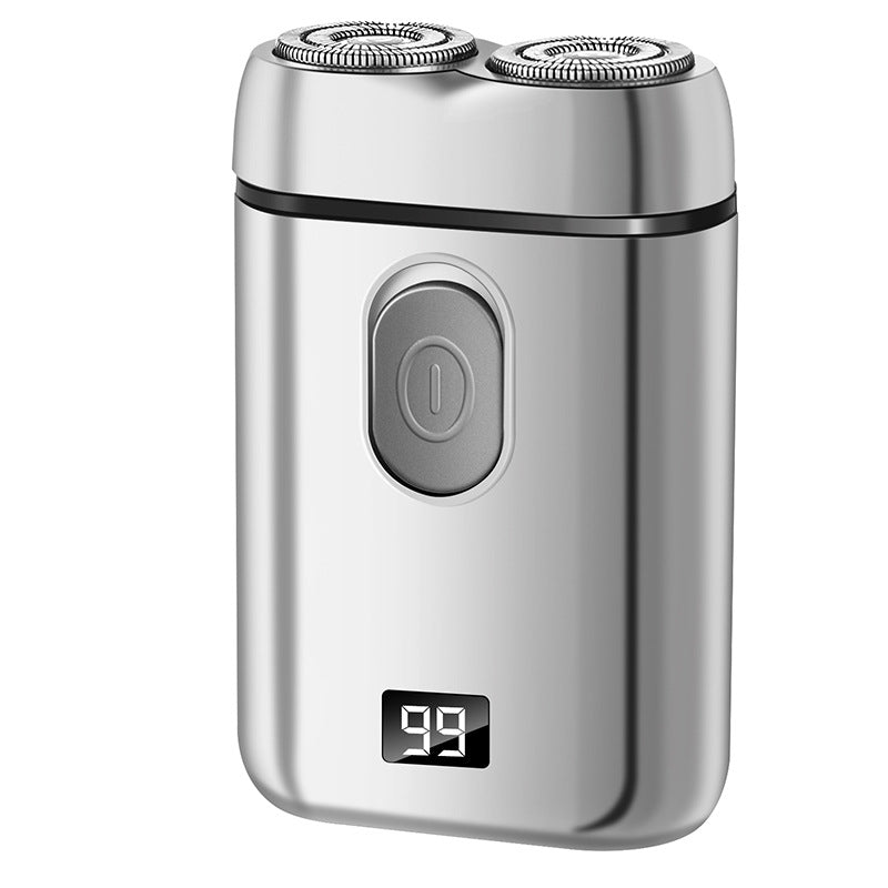 Gray Portable Electric Shaver - Dual Blade, USB Rechargeable, LED Display for Battery Life V888-ELOSUNG11688