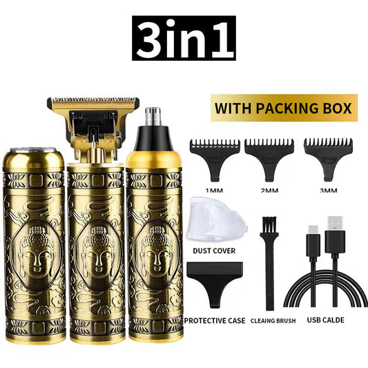 3-in-1 Professional Hair Clipper Set - Rechargeable Beard Trimmer, Nose Hair Trimmer, and Electric Shaver V888-ELOSUNG11693