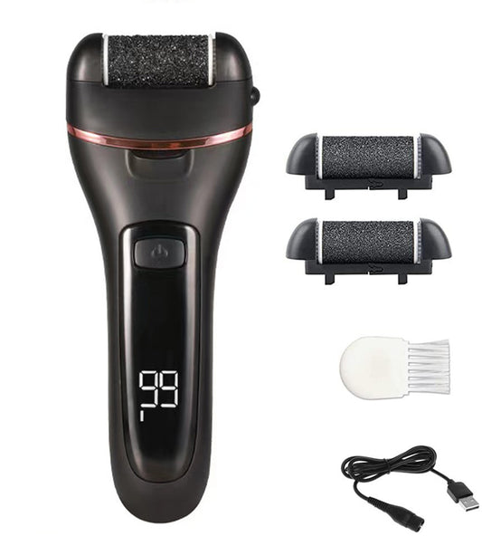Black Rechargeable Electric Foot File Callus Remover with LED Display and USB Charging V888-ELOSUNG11702