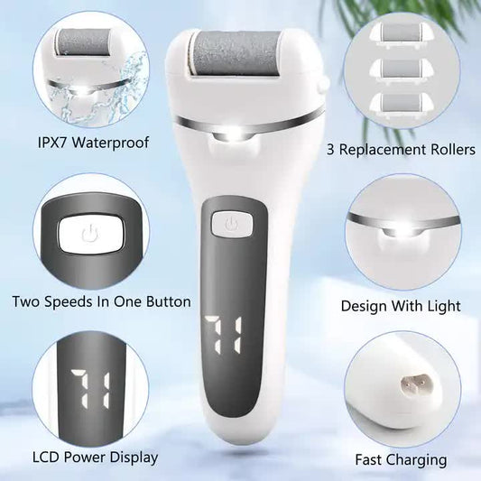Black Rechargeable Electric Foot File Callus Remover with LED Display and USB Charging V888-ELOSUNG11702