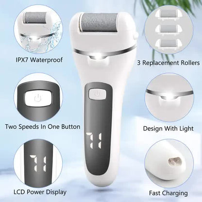 Blue Rechargeable Electric Foot File Callus Remover with LED Display and USB Charging V888-ELOSUNG11703