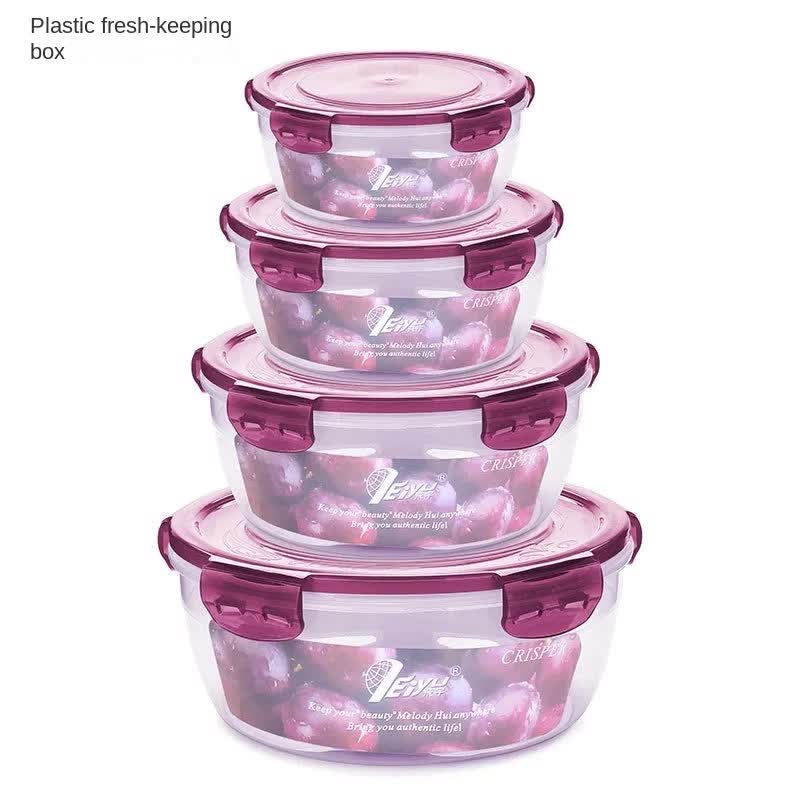 Purple Round Plastic Food Storage Containers Set - Microwave-Safe Bento Boxes with Airtight Lids for Kitchen V888-ELOSUNG11718