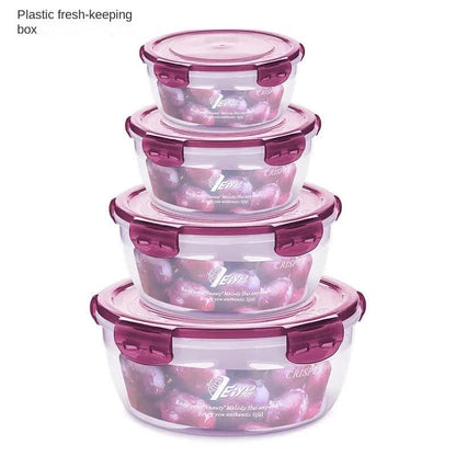 Purple Round Plastic Food Storage Containers Set - Microwave-Safe Bento Boxes with Airtight Lids for Kitchen V888-ELOSUNG11718