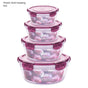 Purple Round Plastic Food Storage Containers Set - Microwave-Safe Bento Boxes with Airtight Lids for Kitchen V888-ELOSUNG11718