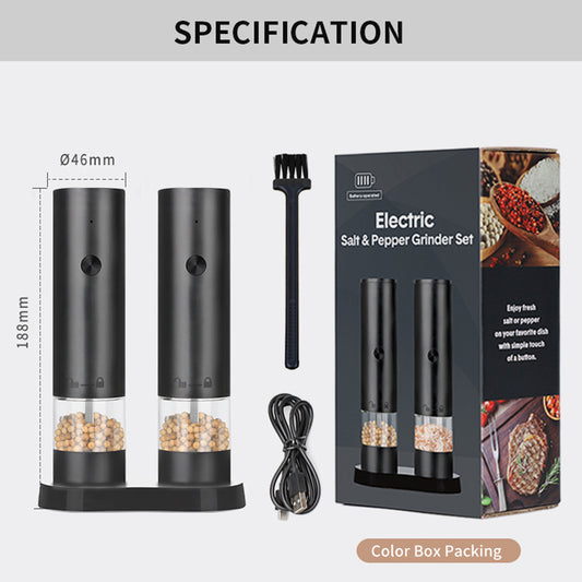 Rechargeable Electric Salt and Pepper Grinder Set (Includes Two Grinders) - Adjustable Ceramic Grinding Core V888-ELOSUNG11720