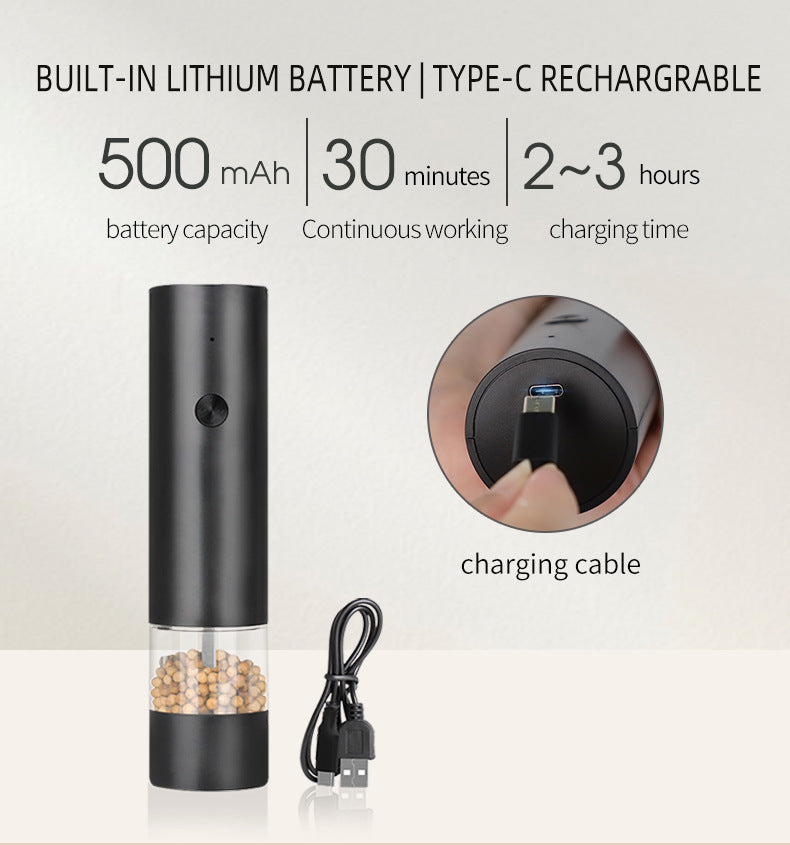 Rechargeable Electric Salt and Pepper Grinder Set (Includes Two Grinders) - Adjustable Ceramic Grinding Core V888-ELOSUNG11720