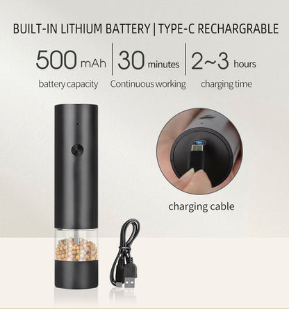 Rechargeable Electric Salt and Pepper Grinder Set (Includes Two Grinders) - Adjustable Ceramic Grinding Core V888-ELOSUNG11720