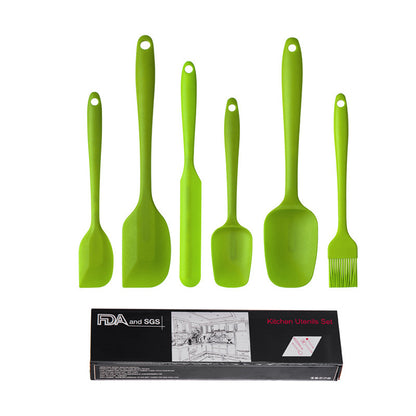 6-Piece Silicone Kitchen Utensil Set - Heat Resistant Baking Tools with Spatulas, Spoon, and Brush (Green)(2 V888-ELOSUNG11725