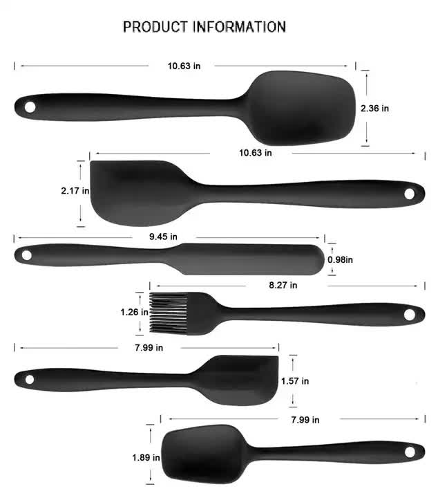 6-Piece Silicone Kitchen Utensil Set - Heat Resistant Baking Tools with Spatulas, Spoon, and Brush (Green)(2 V888-ELOSUNG11725