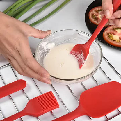 6-Piece Silicone Kitchen Utensil Set - Heat Resistant Baking Tools with Spatulas, Spoon, and Brush (Green)(2 V888-ELOSUNG11725