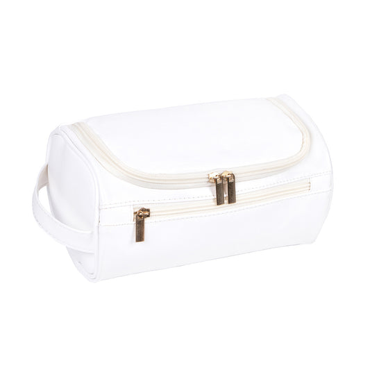 White Large Capacity PU Leather Travel Toiletry Bag - Portable Waterproof Makeup Organizer for Business & V888-ELOSUNG11754