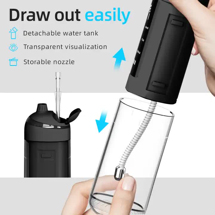 L13 Black Portable Electric Water Flosser - Handheld Teeth Cleaner, USB Rechargeable, Deep Oral Irrigator V888-ELOSUNG11764