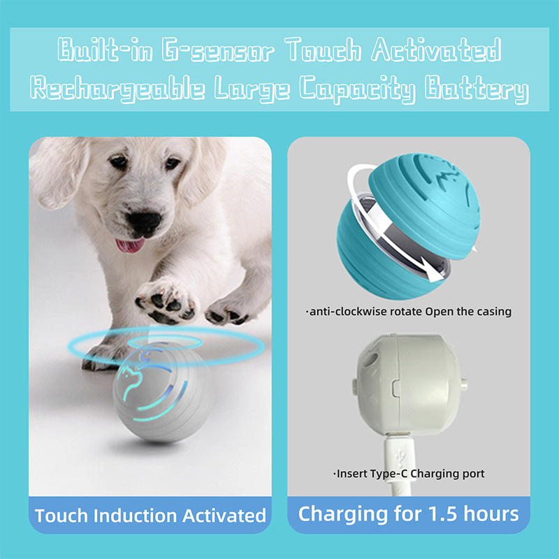 2PCS Yellow Rechargeable Automatic Jumping Pet Toy Ball - Interactive Smart Play Ball for Dogs & Cats V888-ELOSUNG11770