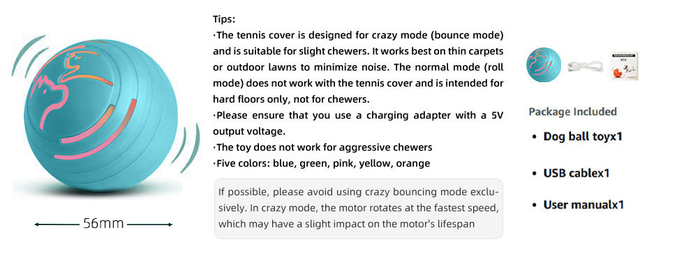2PCS Green Rechargeable Automatic Jumping Pet Toy Ball - Interactive Smart Play Ball for Dogs & Cats V888-ELOSUNG11771