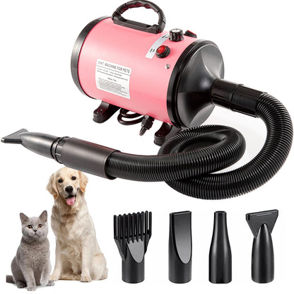 Pet Hair Dryer with Multiple Nozzles - Powerful and Quiet for Dogs and Cats (Pink) V888-ELOSUNG11774